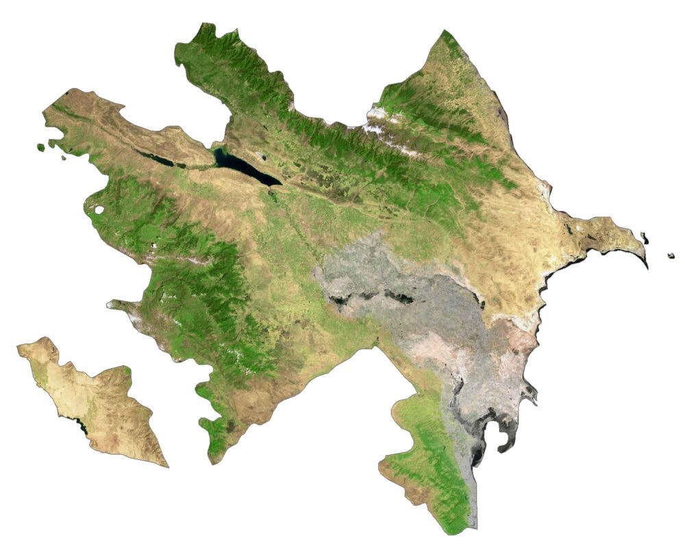 Azerbaijan Satellite Map Glossy Poster Picture Photo Print Banner  Booma Prints