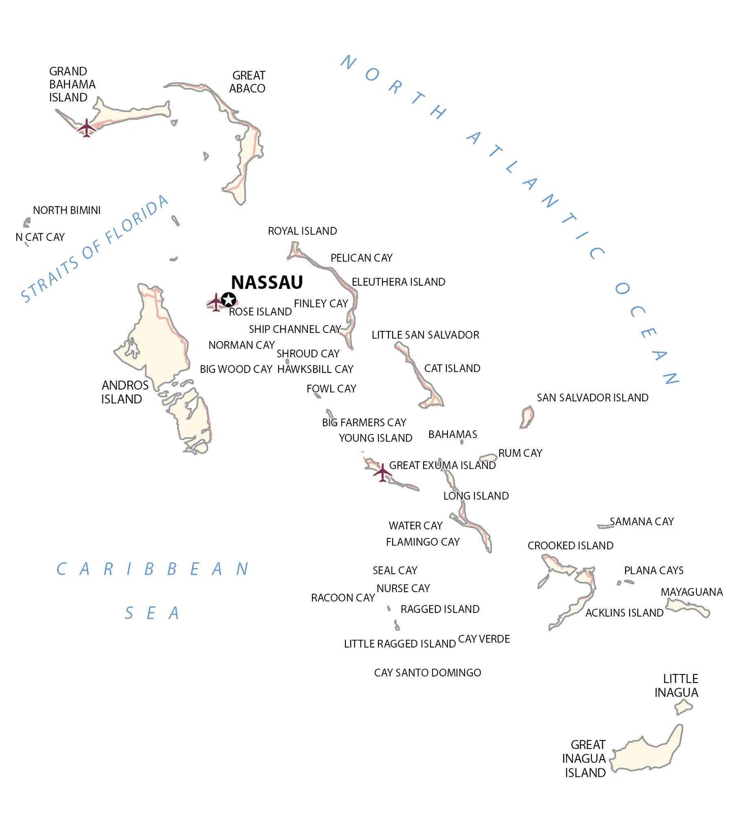 Bahamas Map Glossy Poster Picture Photo Print Banner  Booma Prints