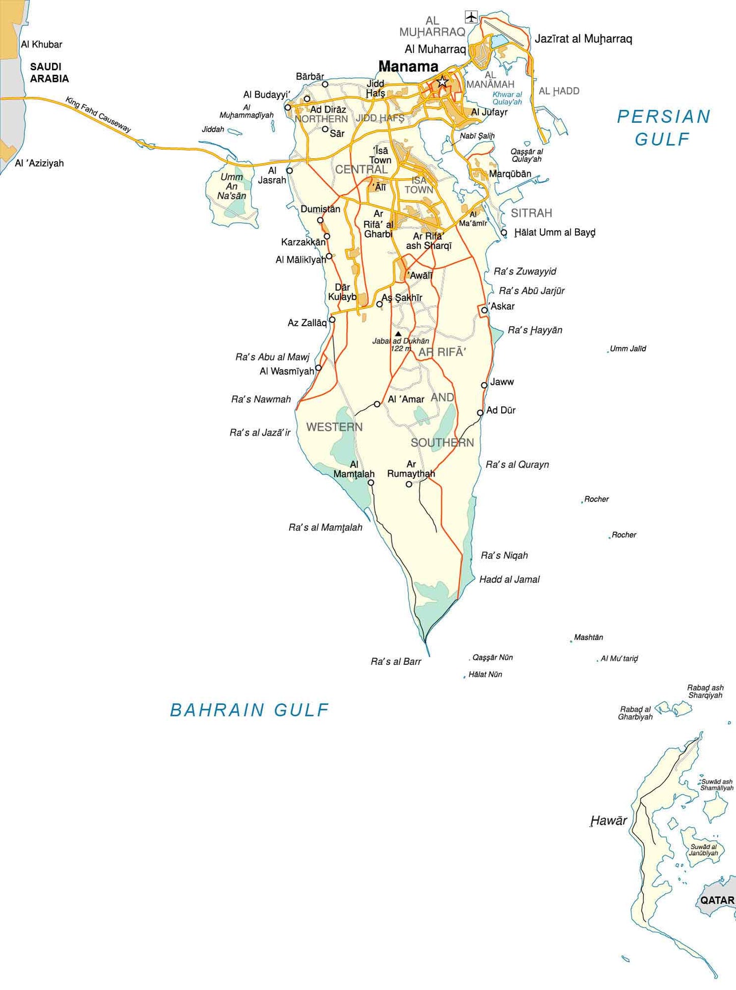 Bahrain Road Map Glossy Poster Picture Photo Print Banner  Booma Prints