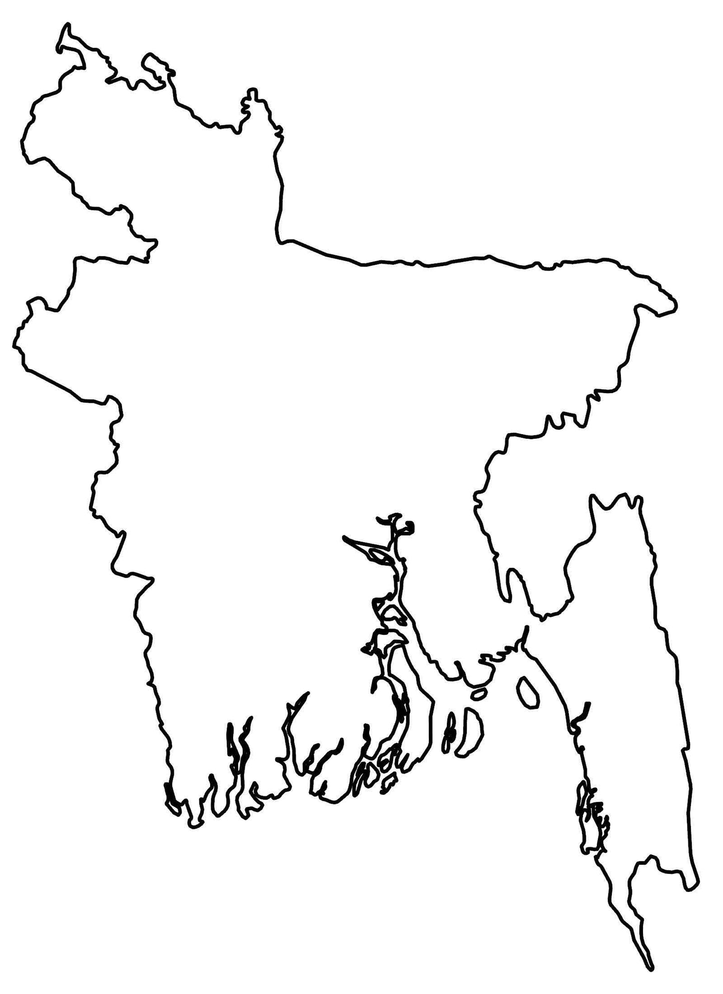 Bangladesh Blank Outline Map Glossy Poster Picture Photo Print Banner  Booma Prints