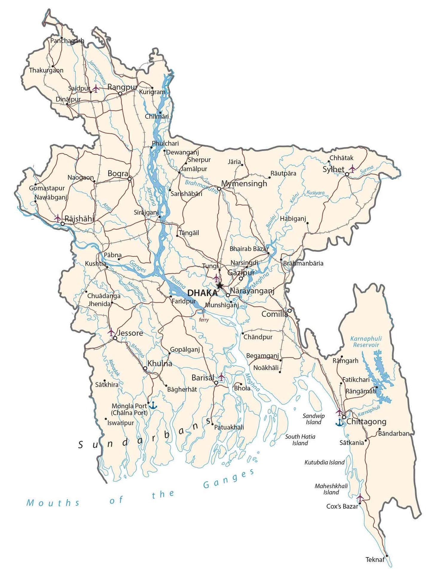 Bangladesh Road Map Glossy Poster Picture Photo Print Banner  Booma Prints