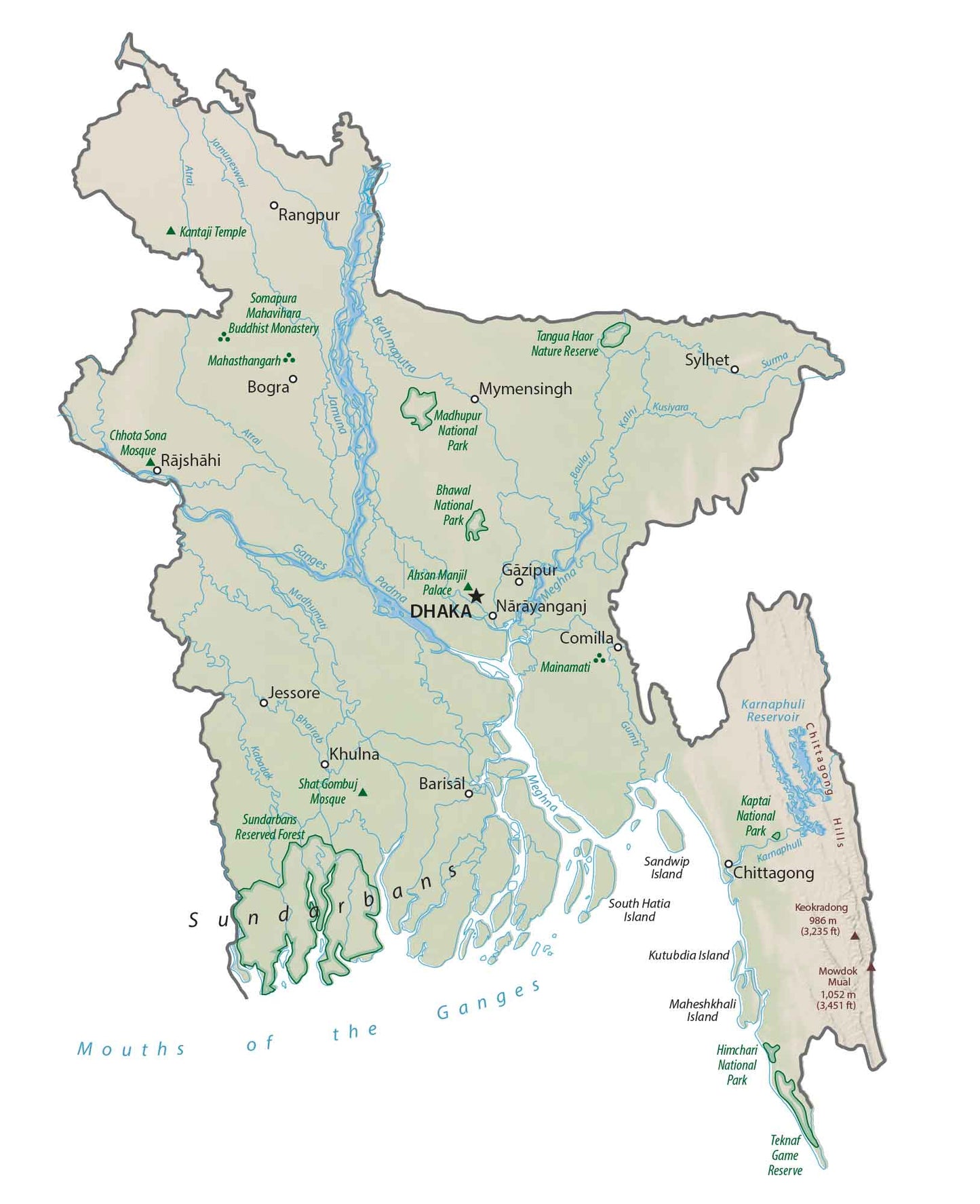 Bangladesh Physical Terrain Map Glossy Poster Picture Photo Print Banner  Booma Prints