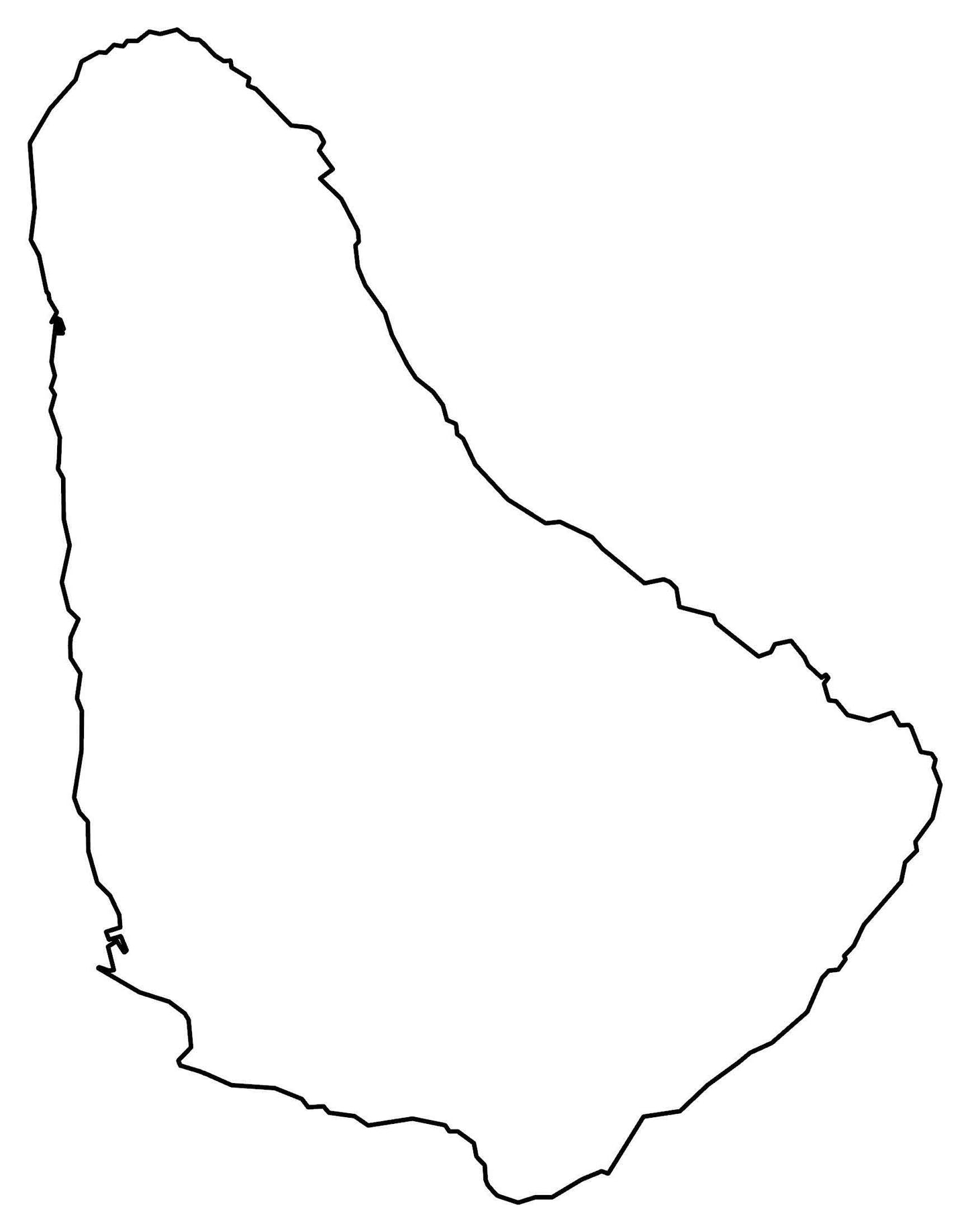 Barbados Blank Outline Map Glossy Poster Picture Photo Print Banner  Booma Prints