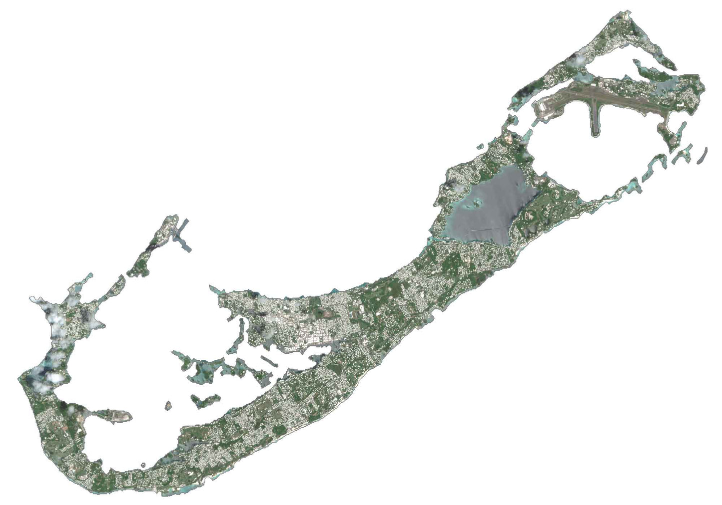 Bermuda Satellite Map Glossy Poster Picture Photo Print Banner  Booma Prints