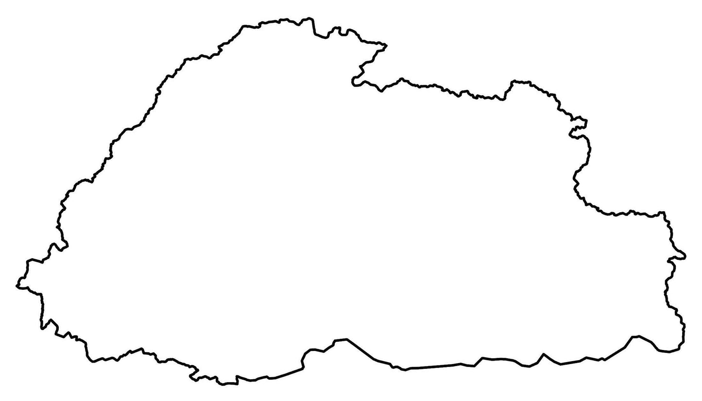 Bhutan Blank Outline Map Glossy Poster Picture Photo Print Banner  Booma Prints