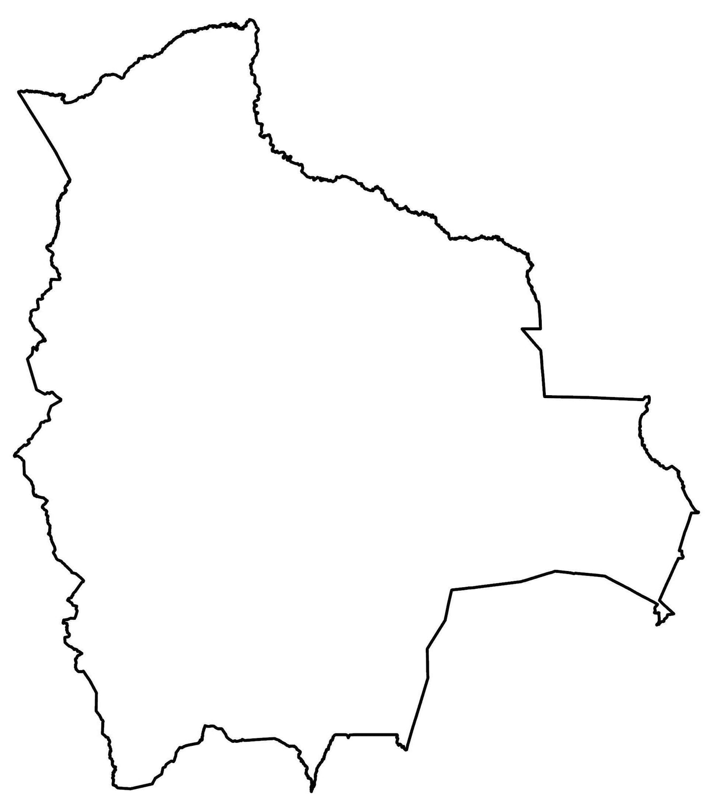 Bolivia Blank Outline Map Glossy Poster Picture Photo Print Banner  Booma Prints