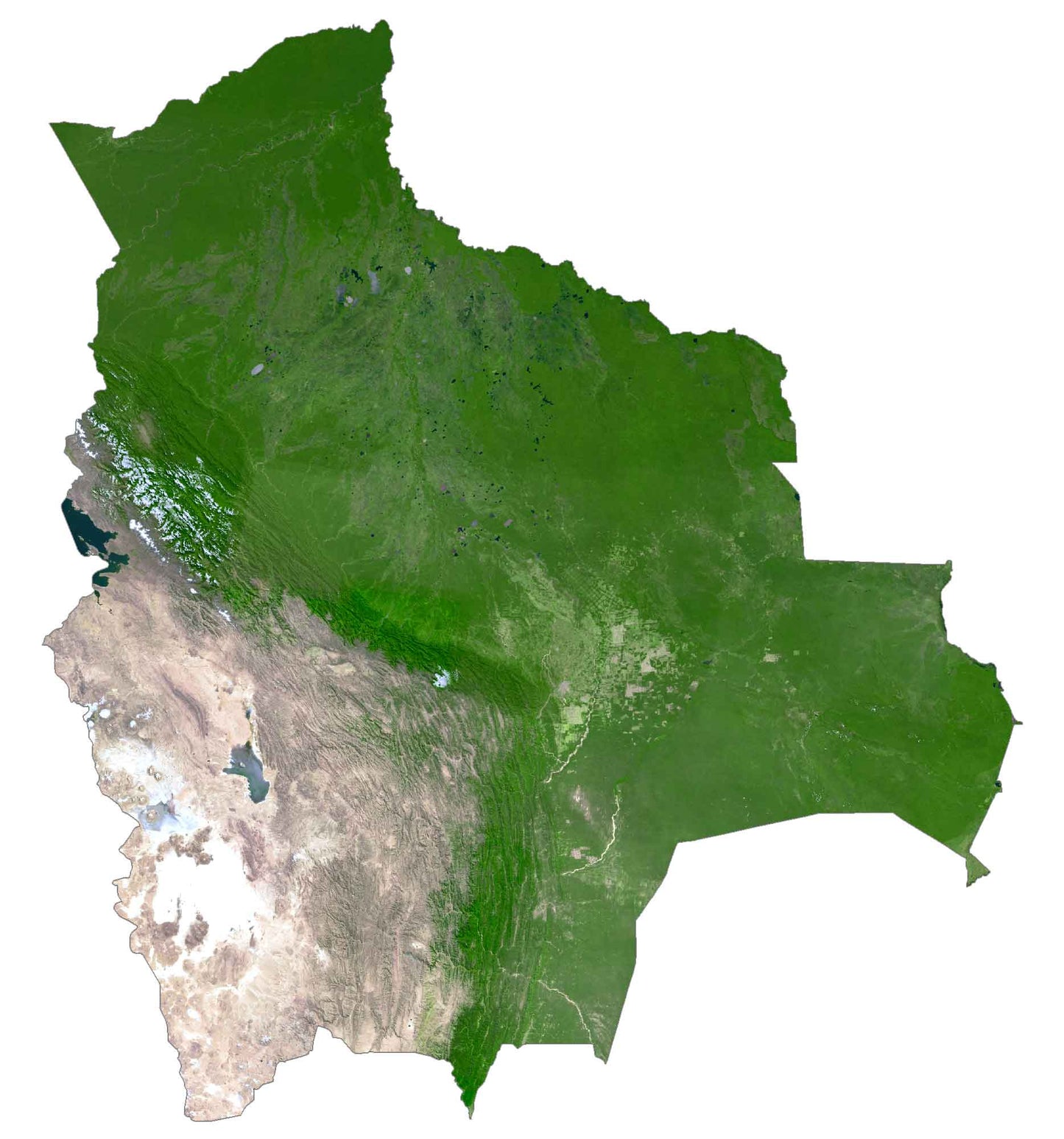 Bolivia Satellite Map Glossy Poster Picture Photo Print Banner  Booma Prints