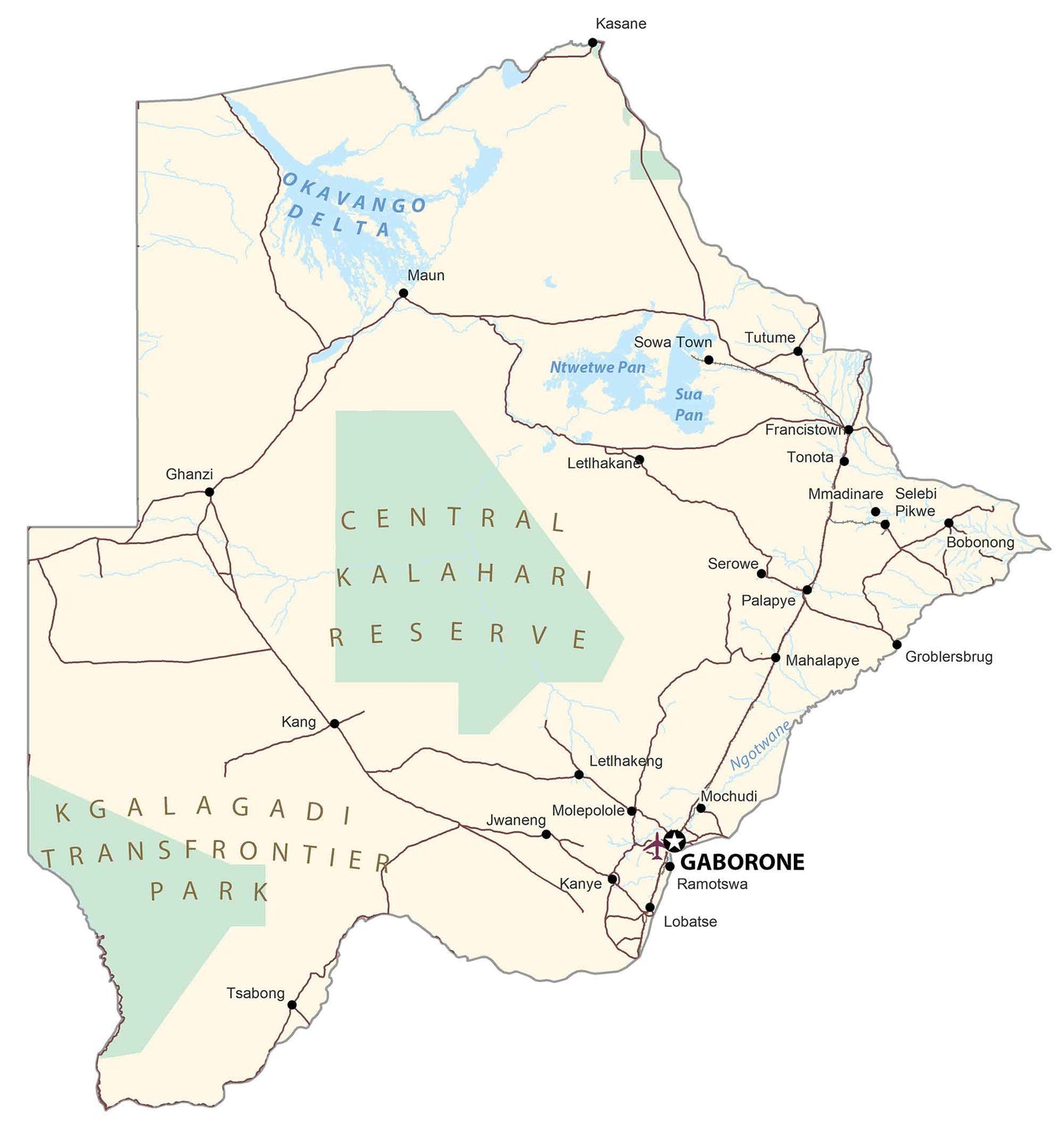 Botswana Road Map Glossy Poster Picture Photo Print Banner  Booma Prints