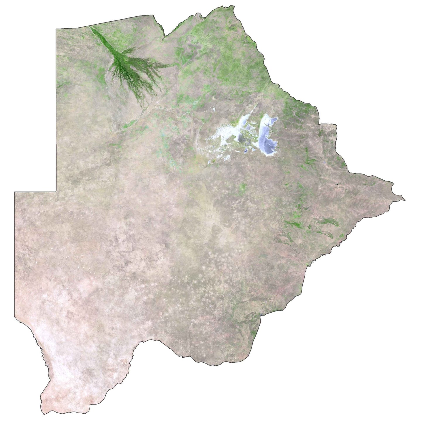 Botswana Satellite Map Glossy Poster Picture Photo Print Banner  Booma Prints
