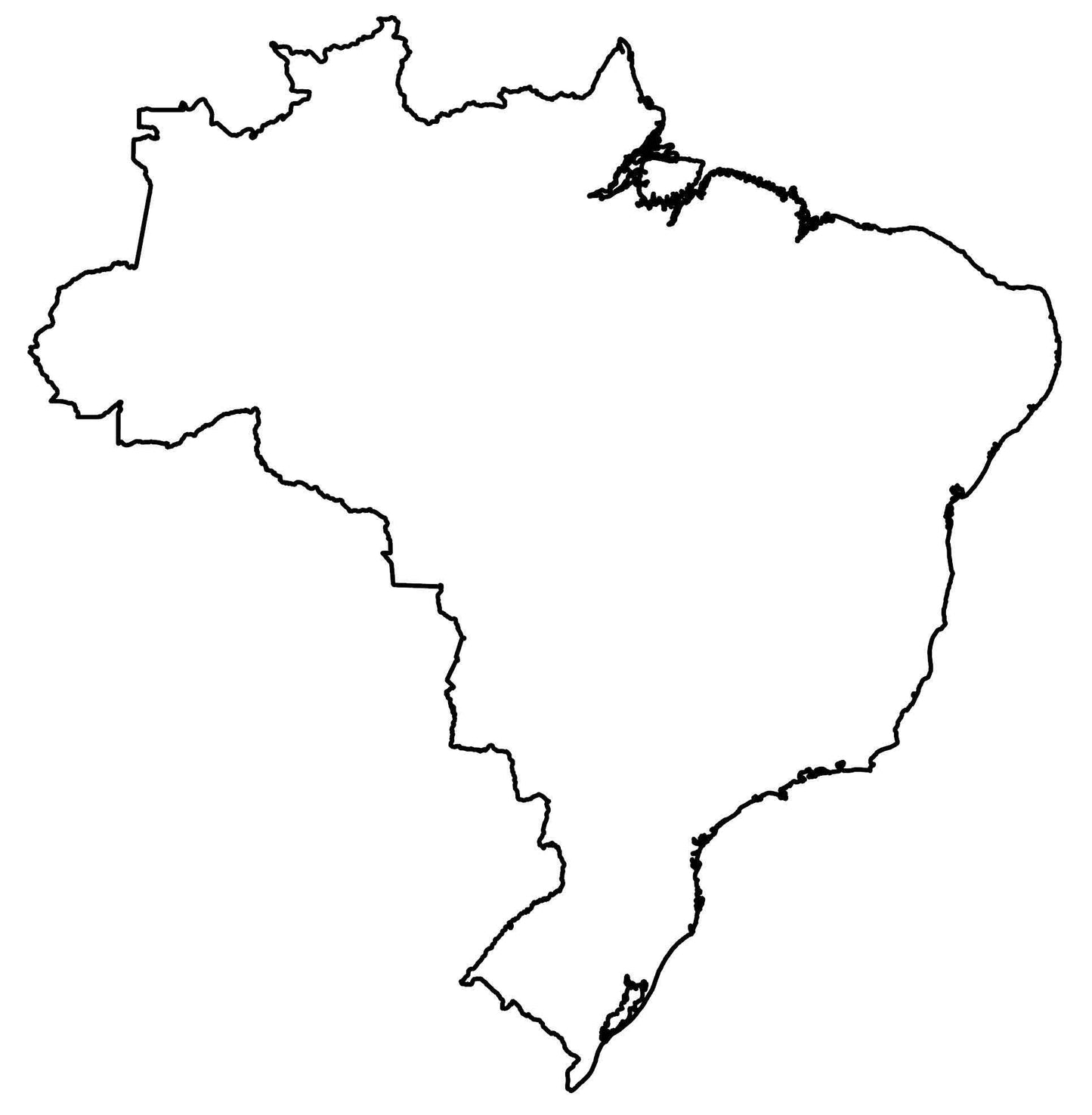 Brazil Blank Outline Map Glossy Poster Picture Photo Print Banner  Booma Prints