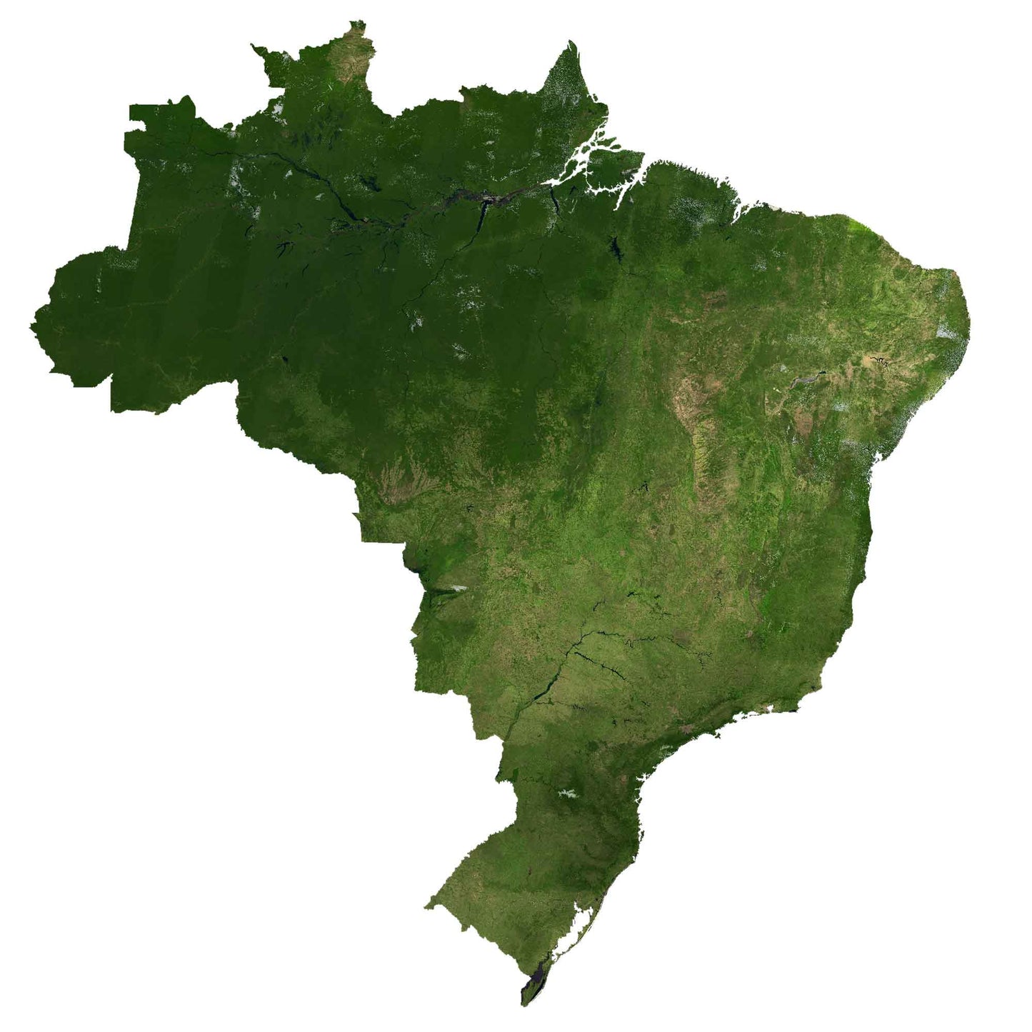 Brazil Satellite Map Glossy Poster Picture Photo Print Banner  Booma Prints