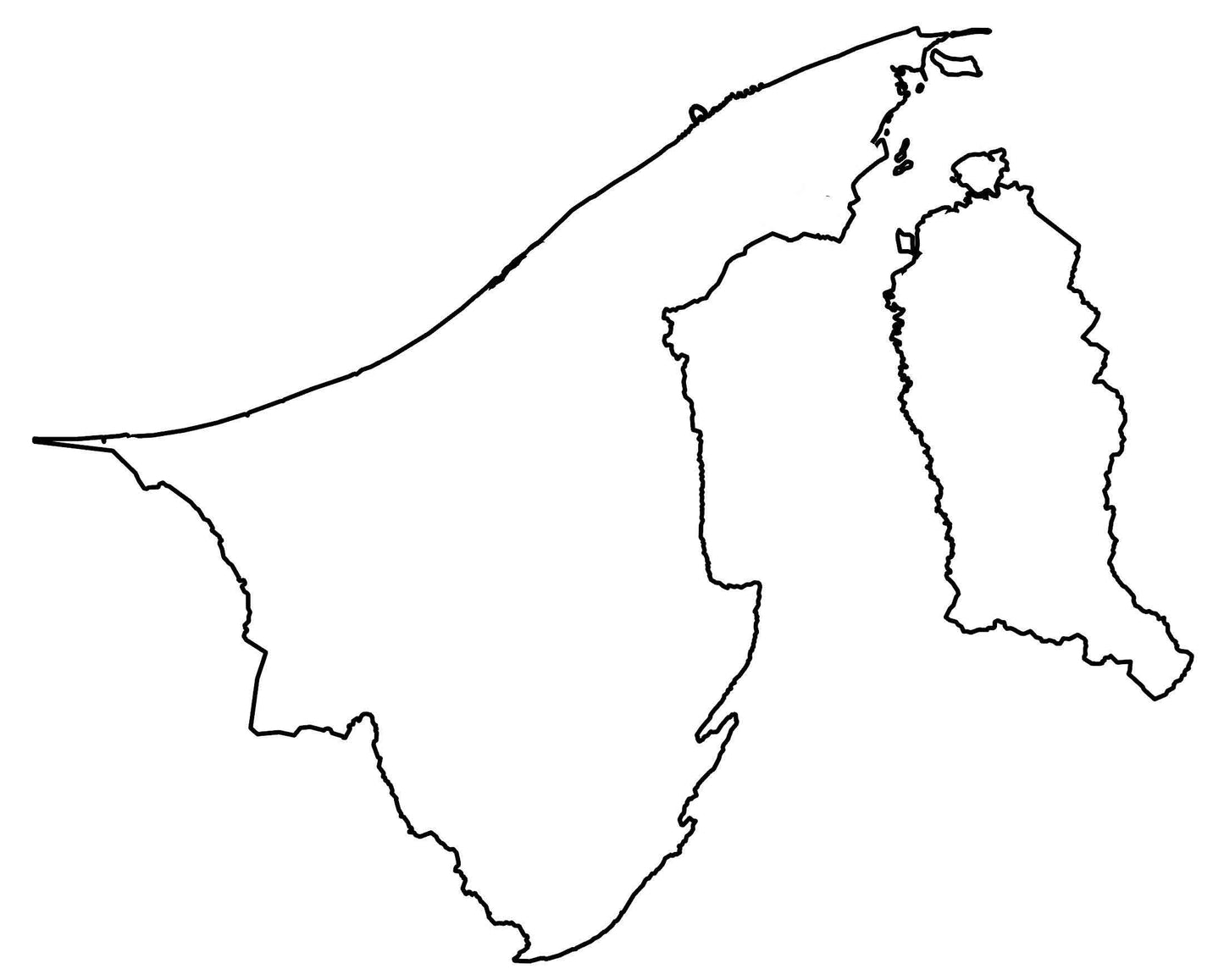 Brunei Blank Outline Map Glossy Poster Picture Photo Print Banner  Booma Prints