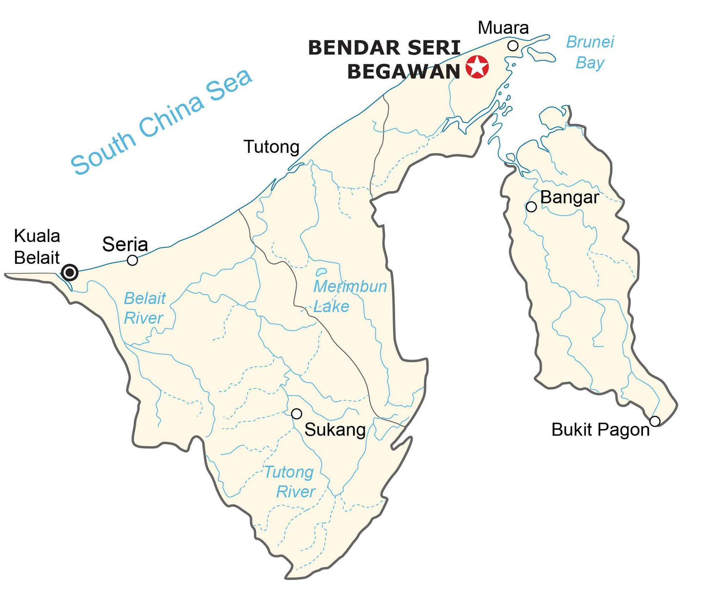 Brunei Road Map Glossy Poster Picture Photo Print Banner  Booma Prints
