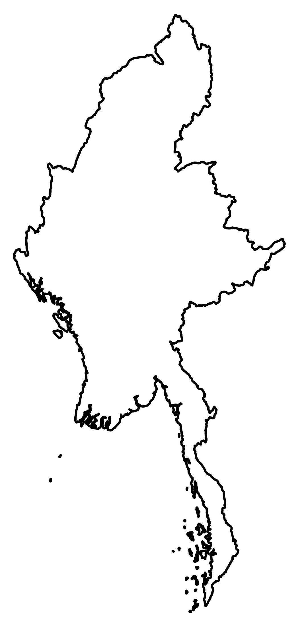 Burma Myanmar Outline Map Glossy Poster Picture Photo Print Banner  Booma Prints