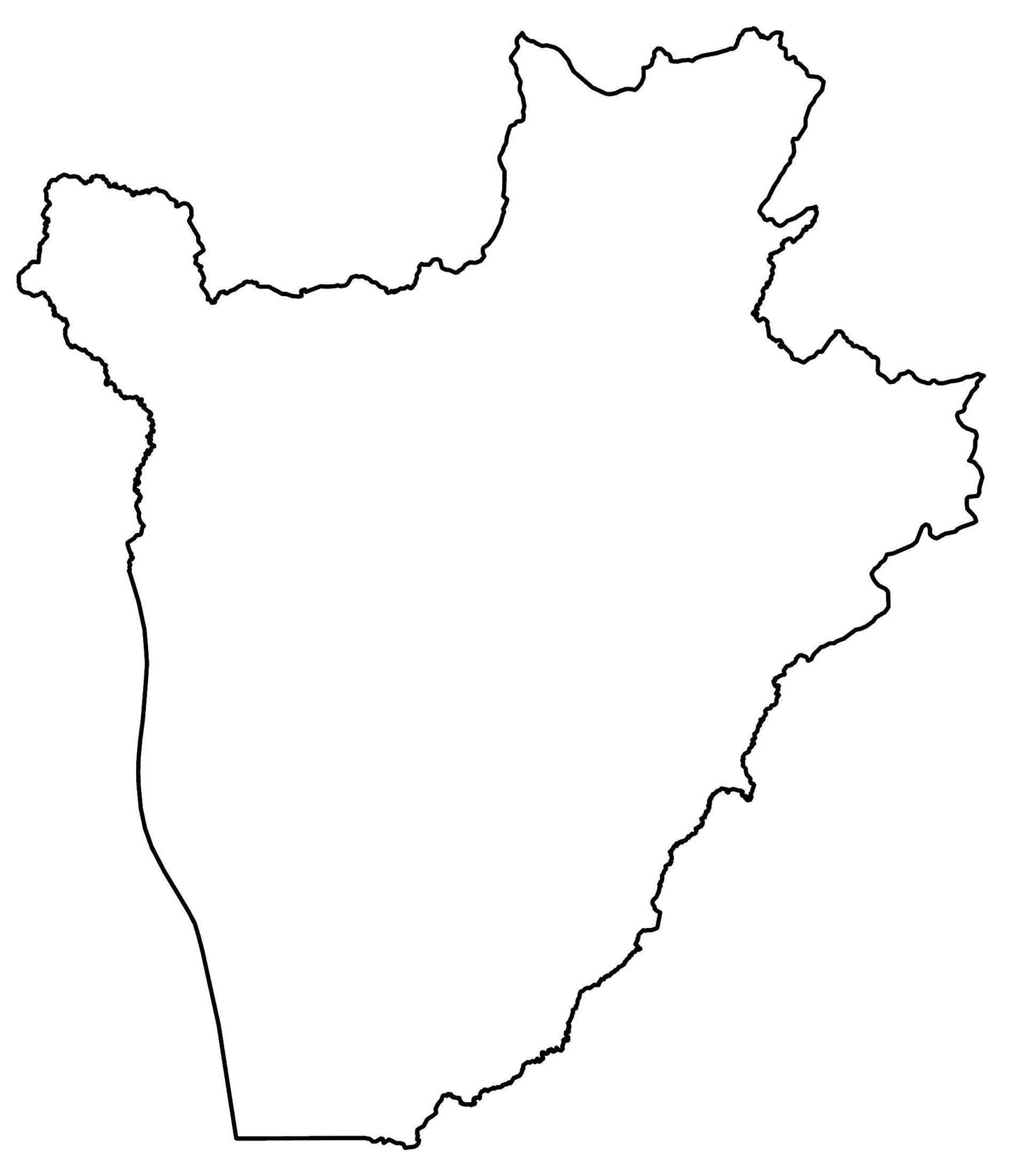 Burundi Blank Outline Map Glossy Poster Picture Photo Print Banner  Booma Prints