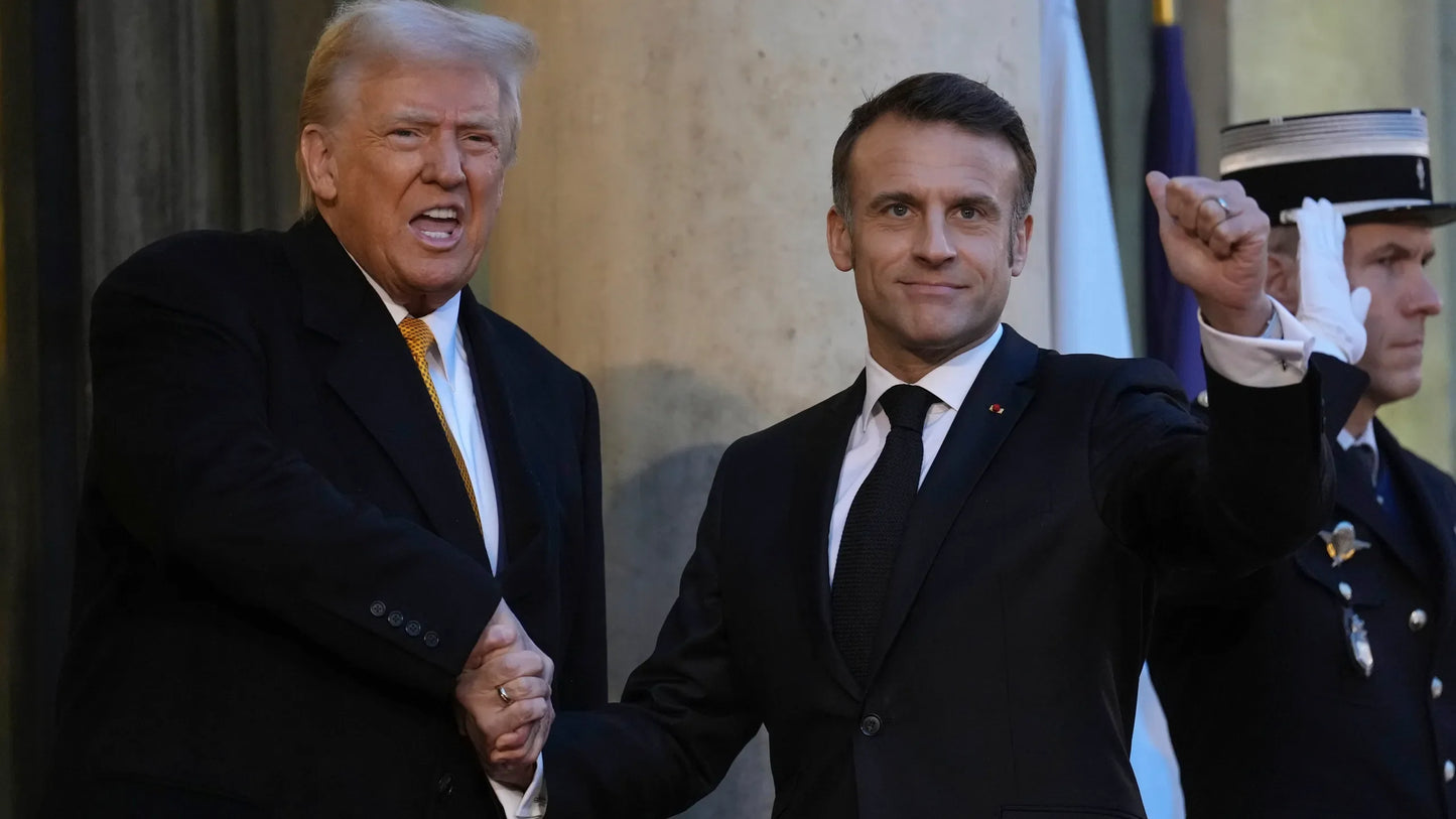 Trump Macron Handshake Glossy Poster Picture Photo Print Banner  Booma Prints