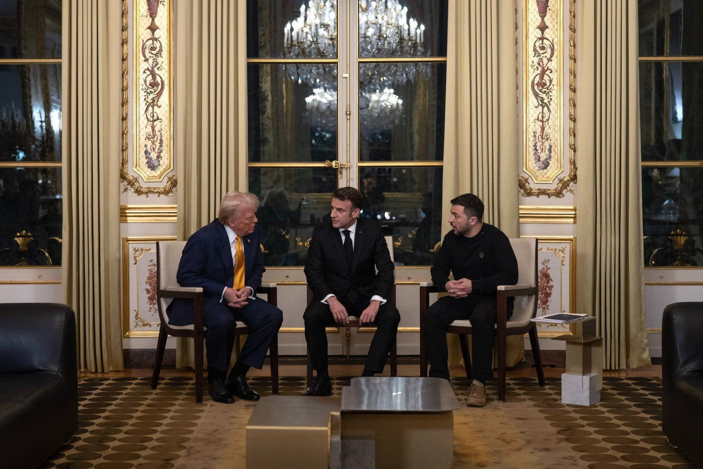 Trump Zelensky Macron Meeting Glossy Poster Picture Photo Print Banner  Booma Prints
