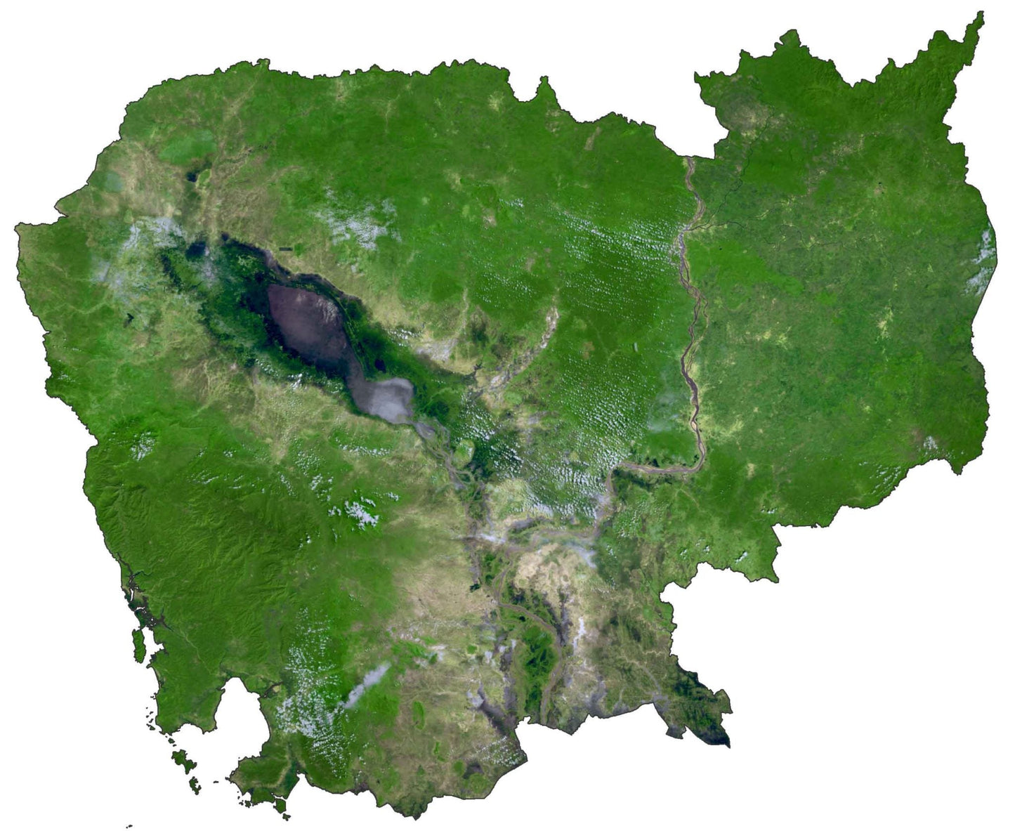 Cambodia Satellite Map Glossy Poster Picture Photo Print Banner  Booma Prints