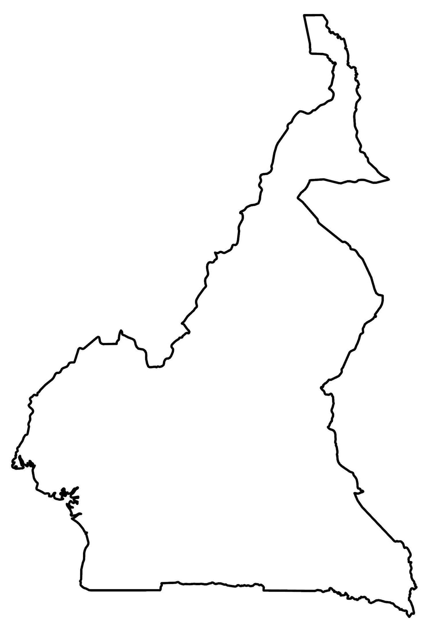 Cameroon Blank Outline Map Glossy Poster Picture Photo Print Banner  Booma Prints