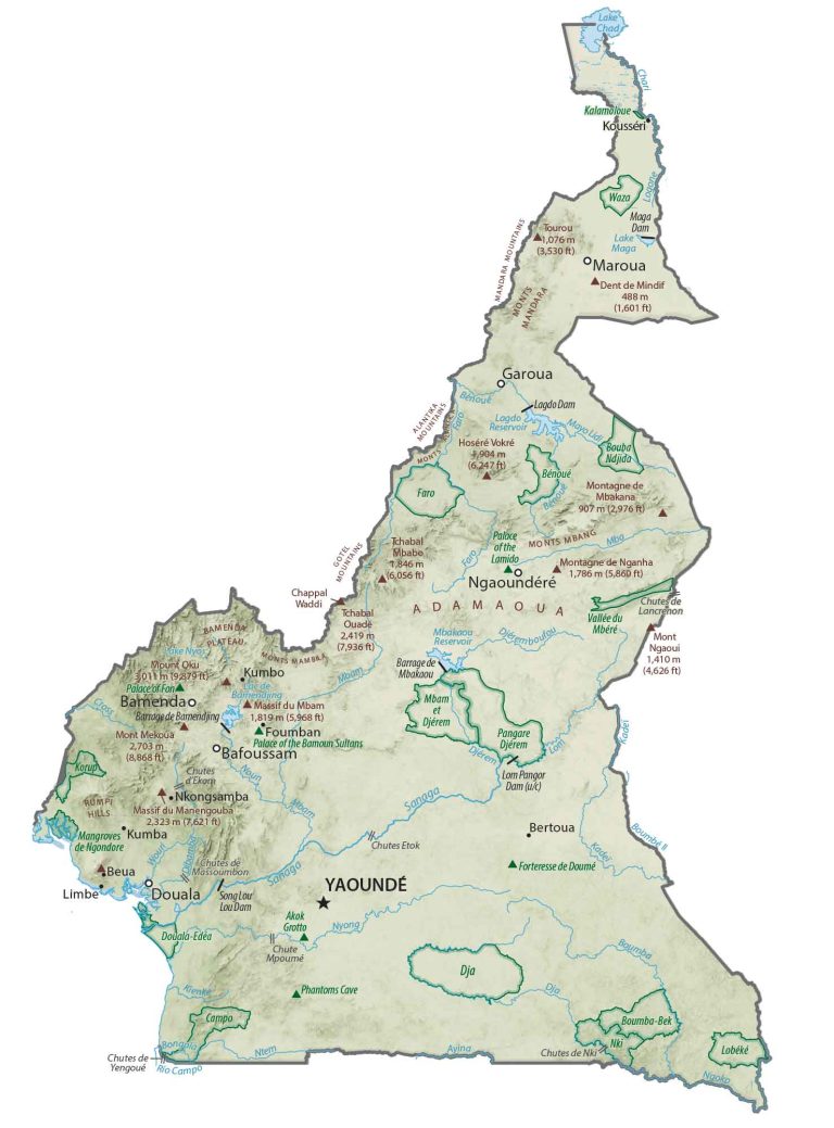 Cameroon Physical Map Glossy Poster Picture Photo Print Banner  Booma Prints