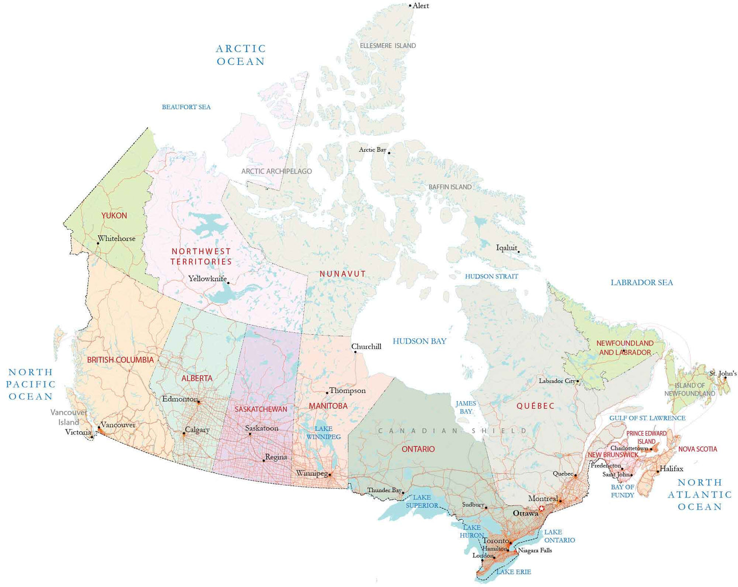 Canada Simple Map Glossy Poster Picture Photo Print Banner  Booma Prints