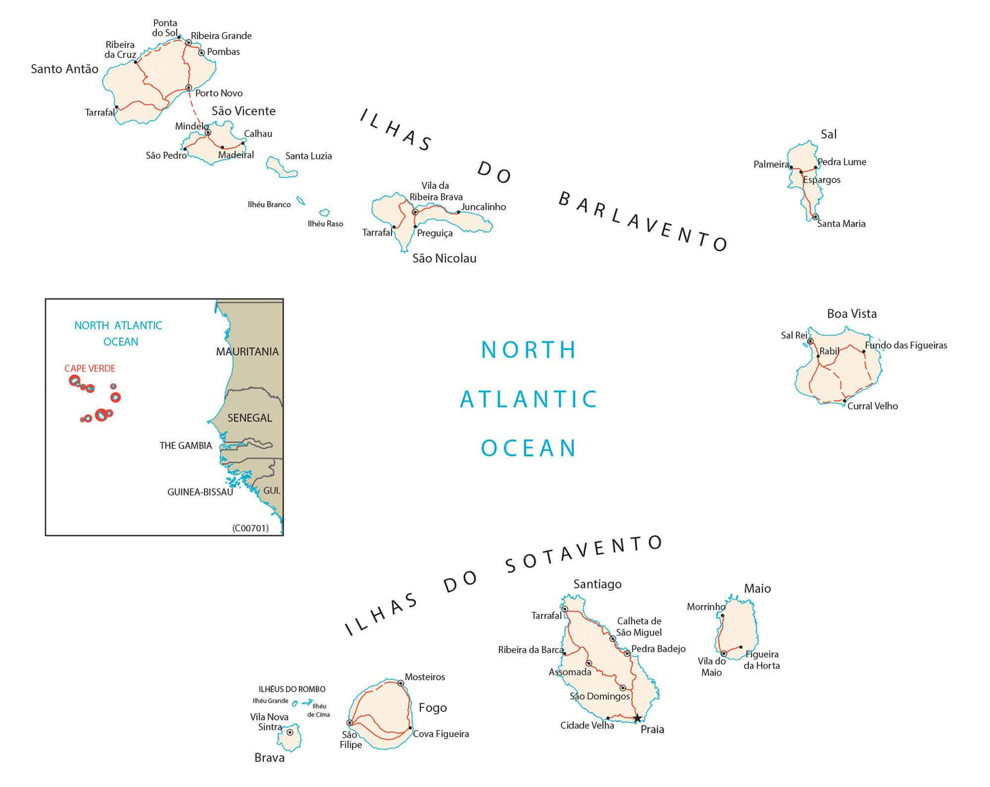 Cape Verde Map Glossy Poster Picture Photo Print Banner  Booma Prints