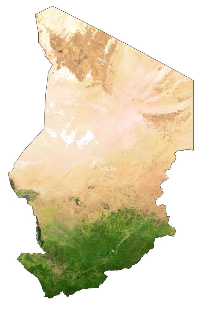 Chad Satellite Map Glossy Poster Picture Photo Print Banner  Booma Prints