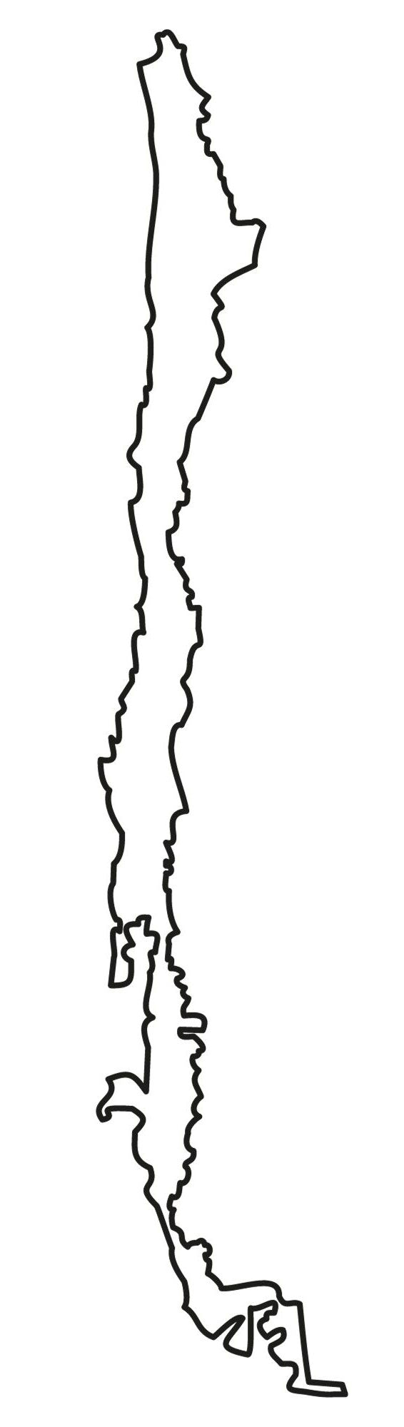 Chile Blank Outline Map Glossy Poster Picture Photo Print Banner  Booma Prints