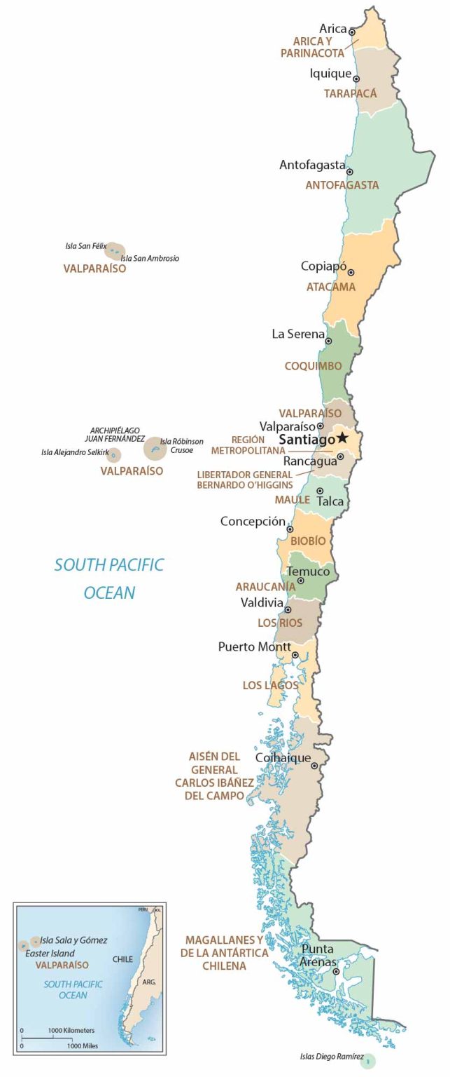 Chile Province Map Glossy Poster Picture Photo Print Banner  Booma Prints