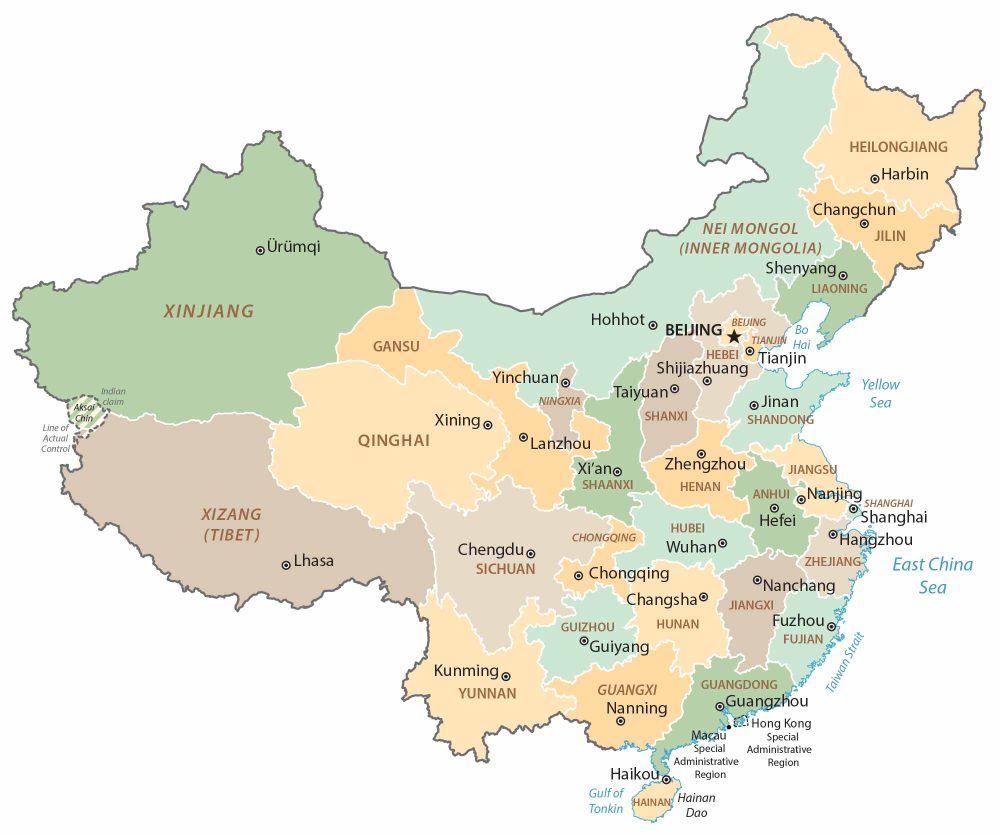 China Province Map Glossy Poster Picture Photo Print Banner  Booma Prints