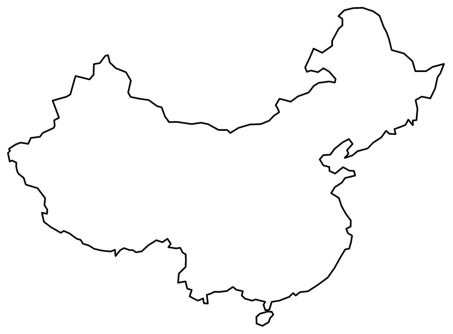 China Blank Outline Map Glossy Poster Picture Photo Print Banner  Booma Prints