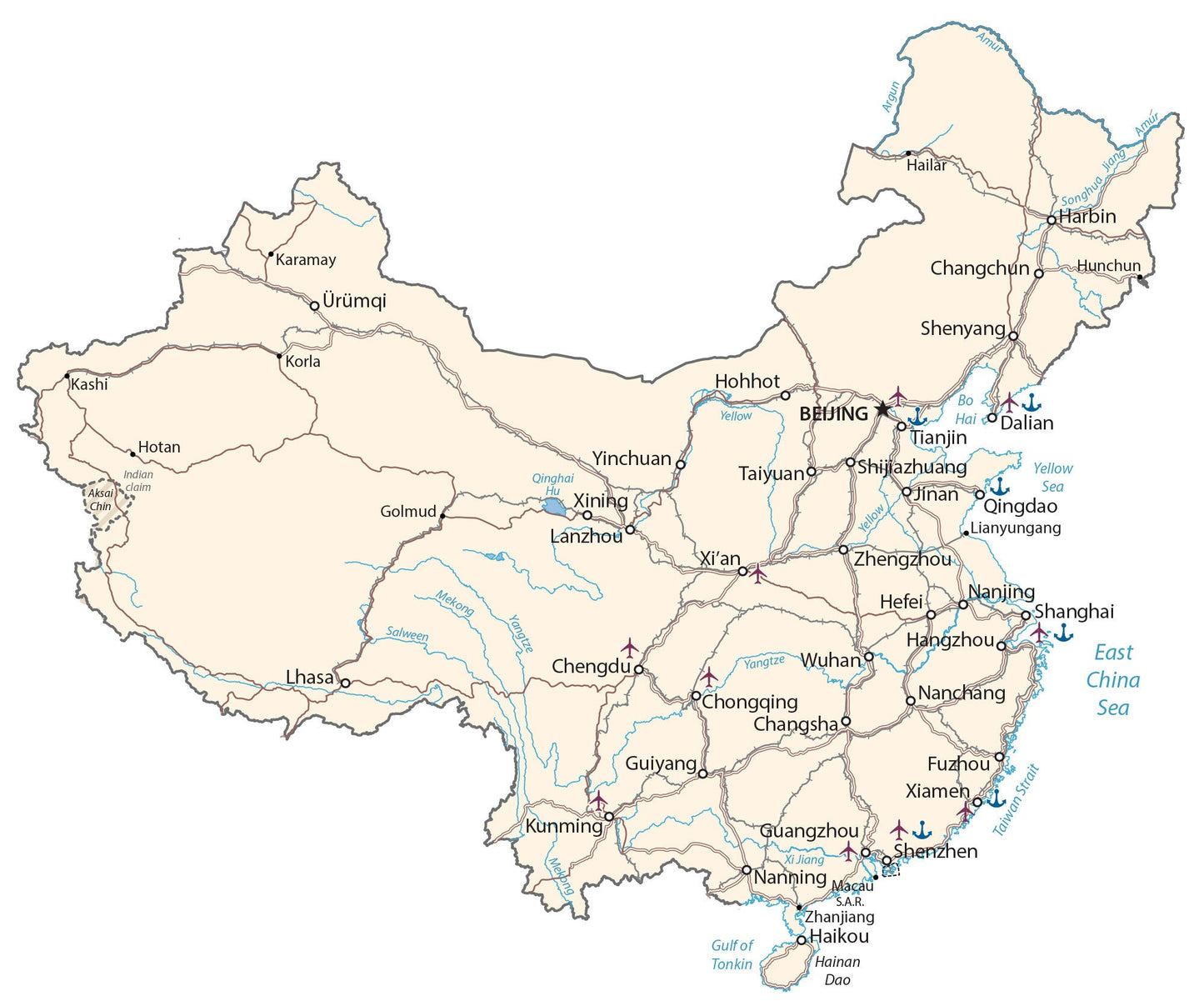 China Road Map Glossy Poster Picture Photo Print Banner  Booma Prints