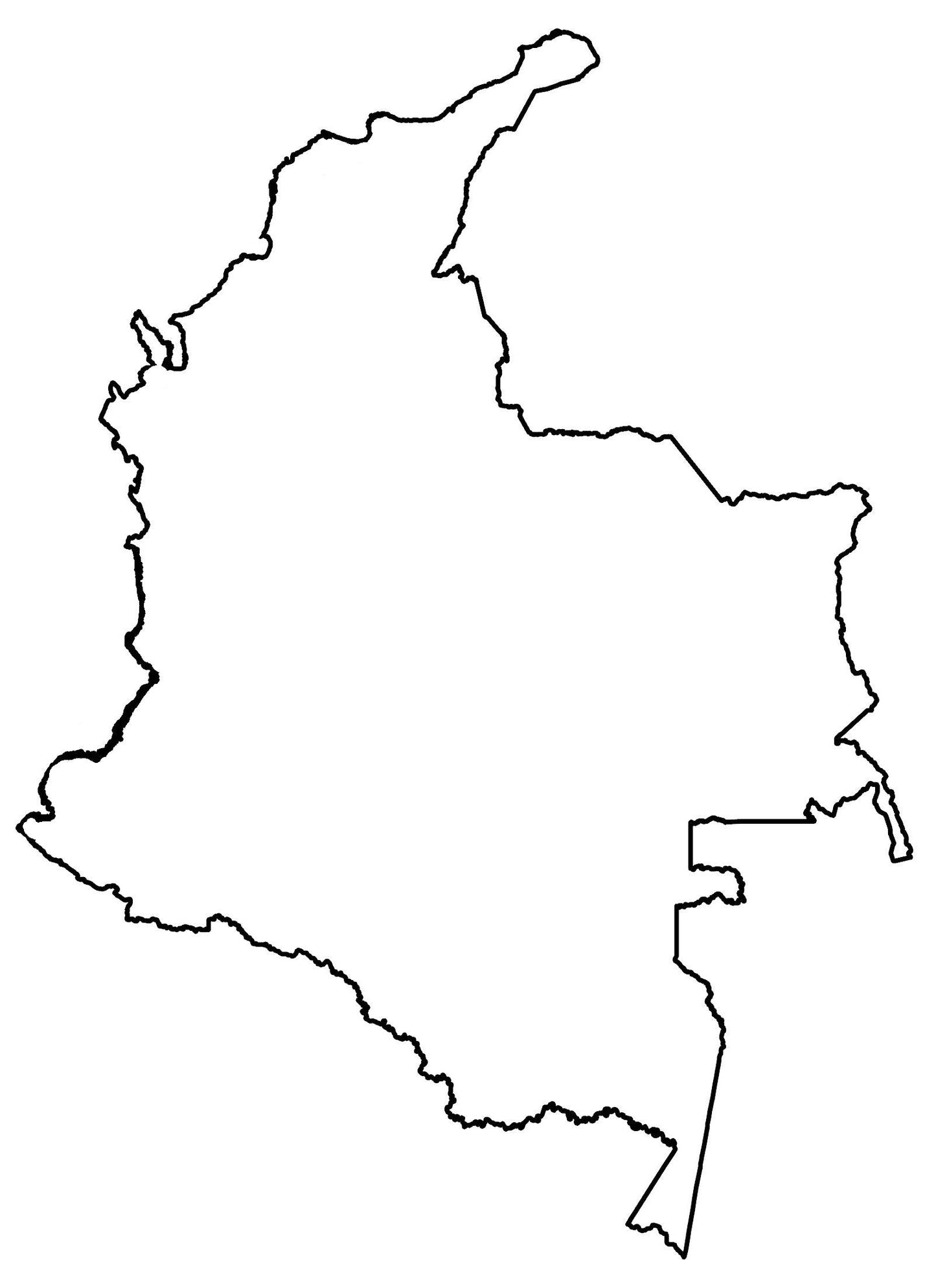 Colombia Blank Outline Map Glossy Poster Picture Photo Print Banner  Booma Prints
