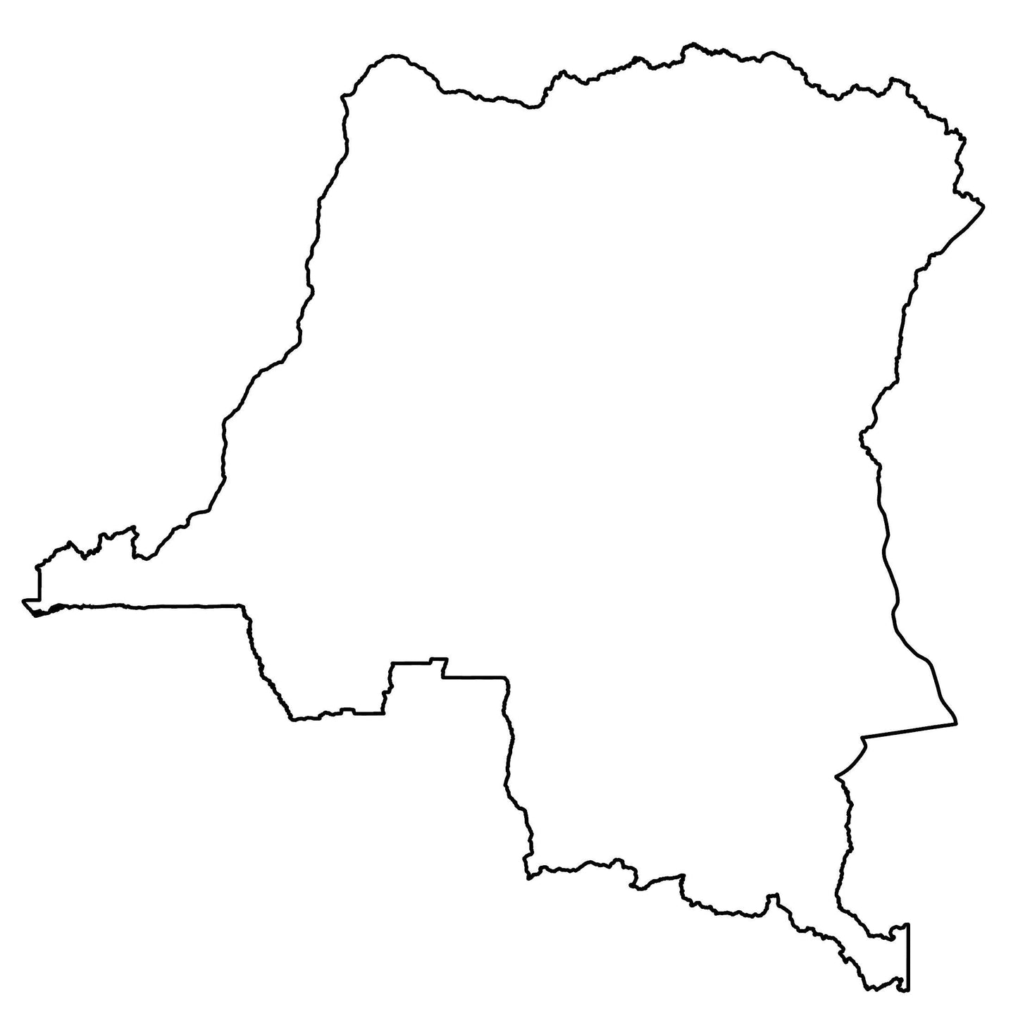 Congo Drc Blank Outline Map Glossy Poster Picture Photo Print Banner  Booma Prints