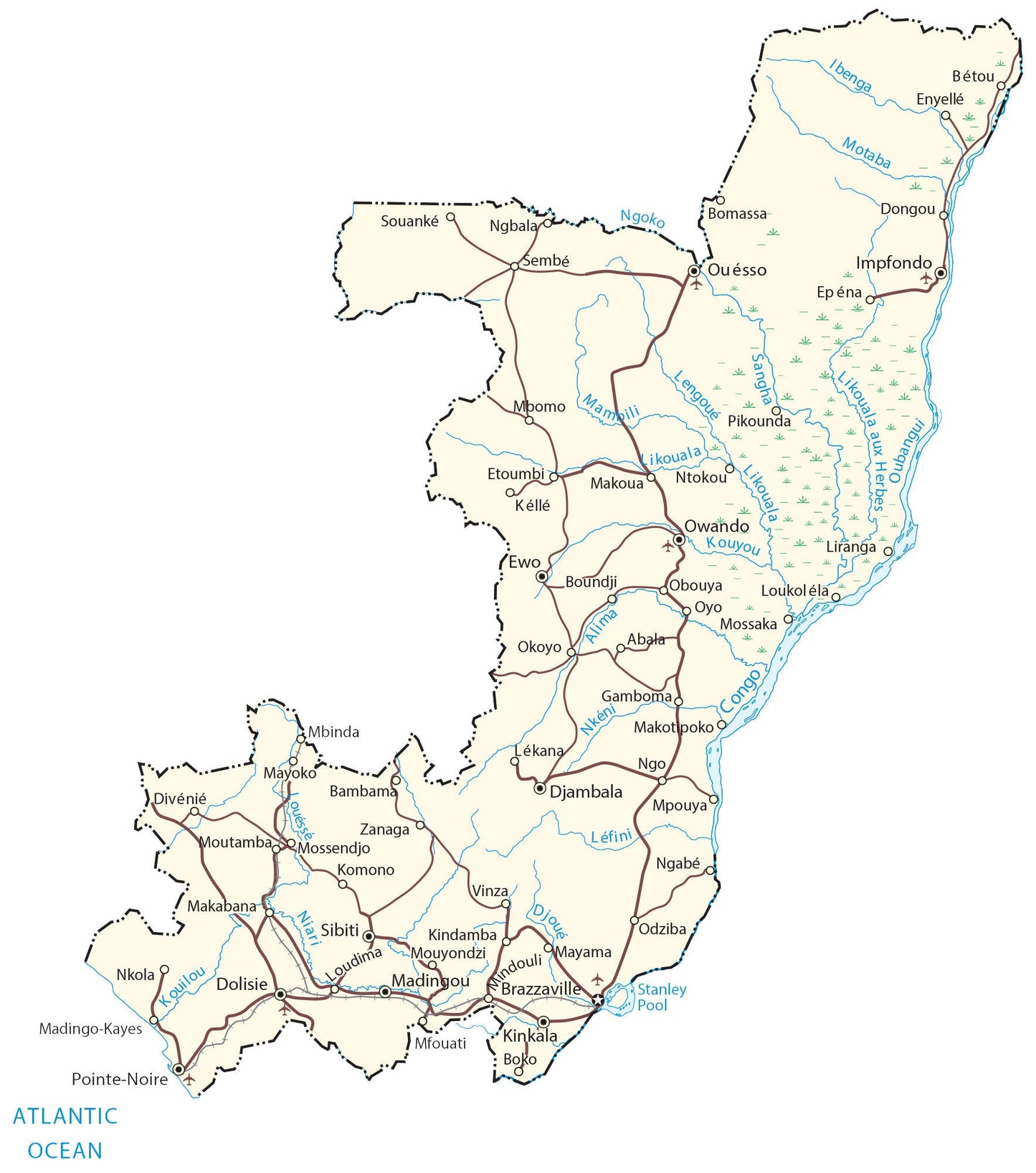 Congo Road Map Glossy Poster Picture Photo Print Banner  Booma Prints