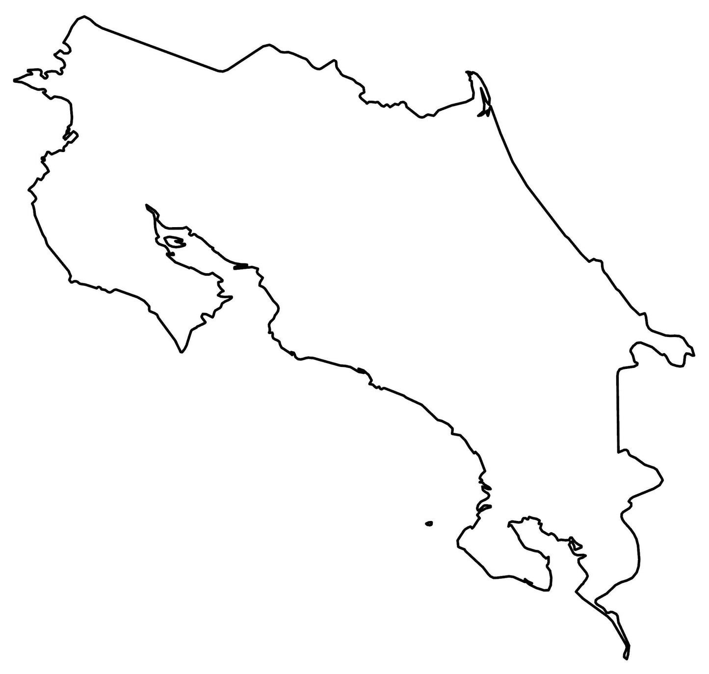 Costa Rica Blank Outline Map Glossy Poster Picture Photo Print Banner  Booma Prints