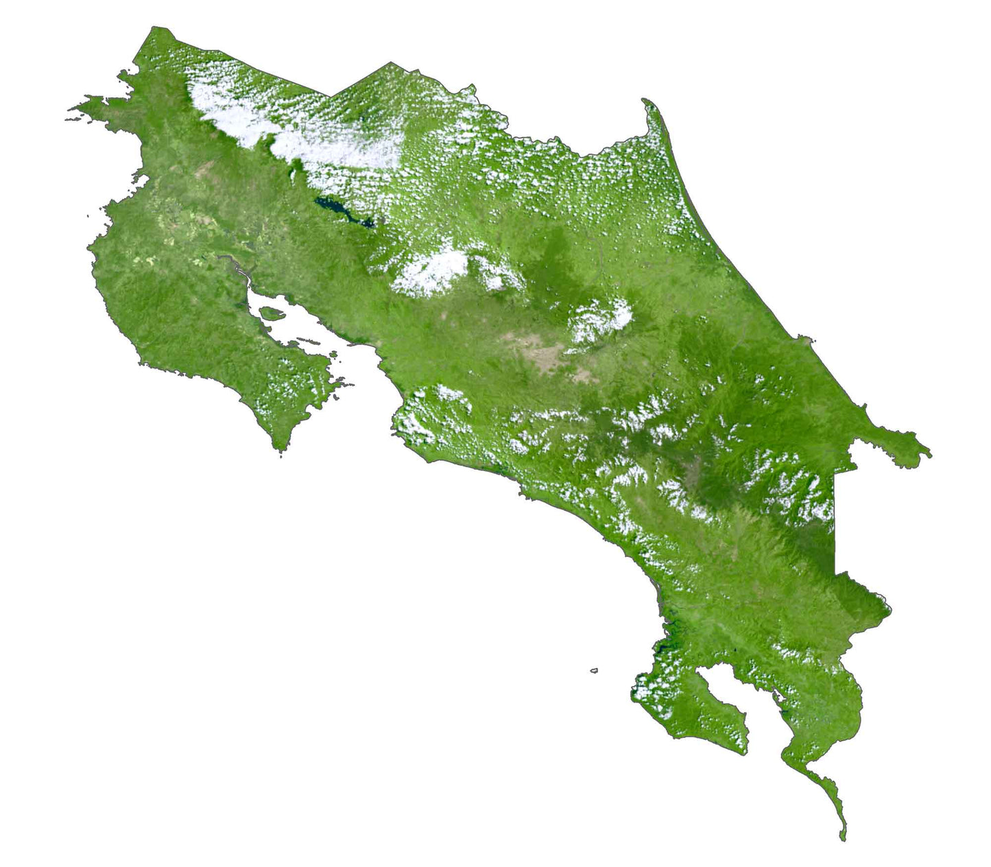 Costa Rica Satellite Map Glossy Poster Picture Photo Print Banner  Booma Prints