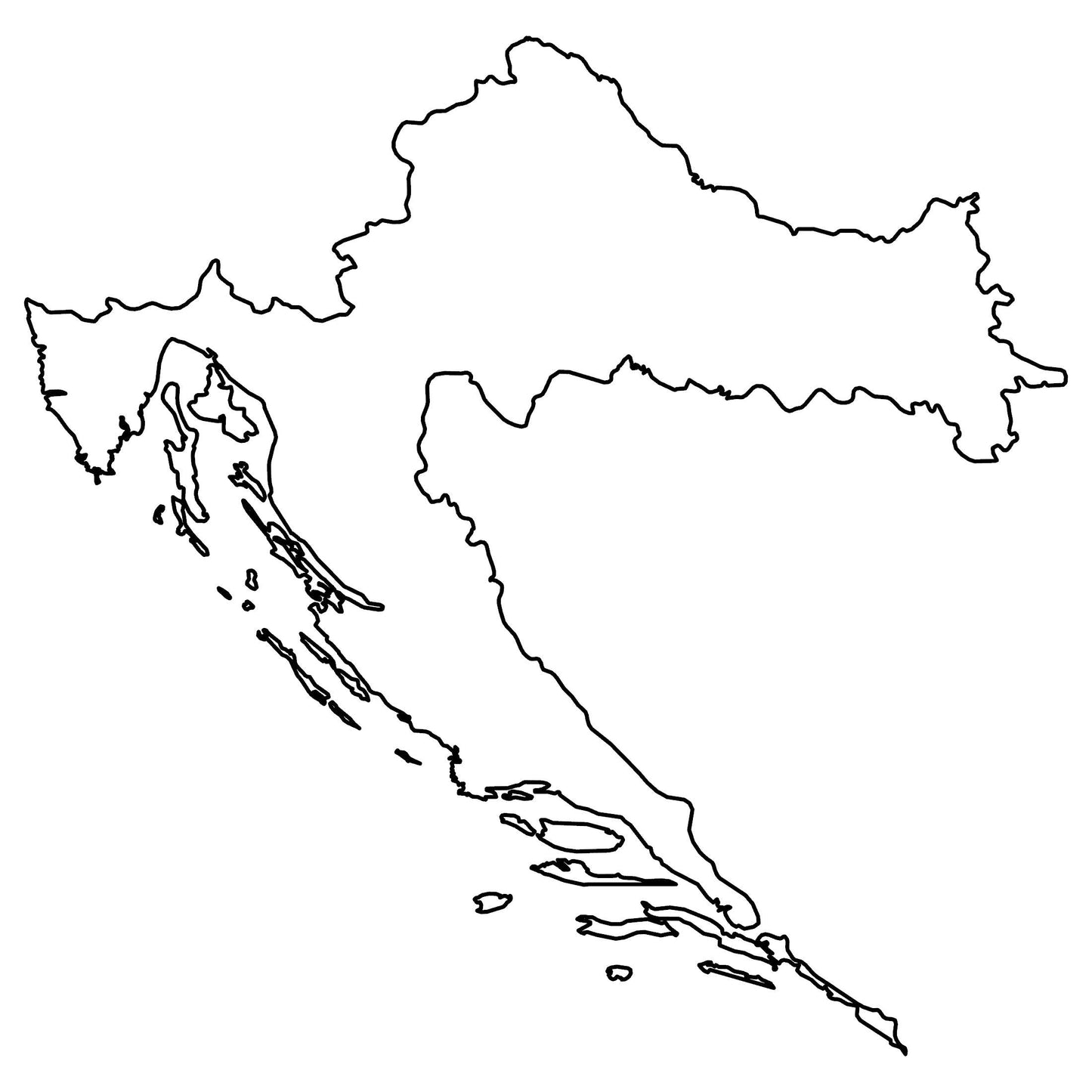 Croatia Blank Outline Glossy Poster Picture Photo Print Banner  Booma Prints