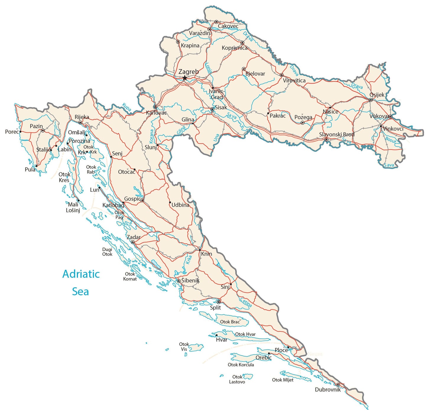 Croatia Physical Map Glossy Poster Picture Photo Print Banner  Booma Prints