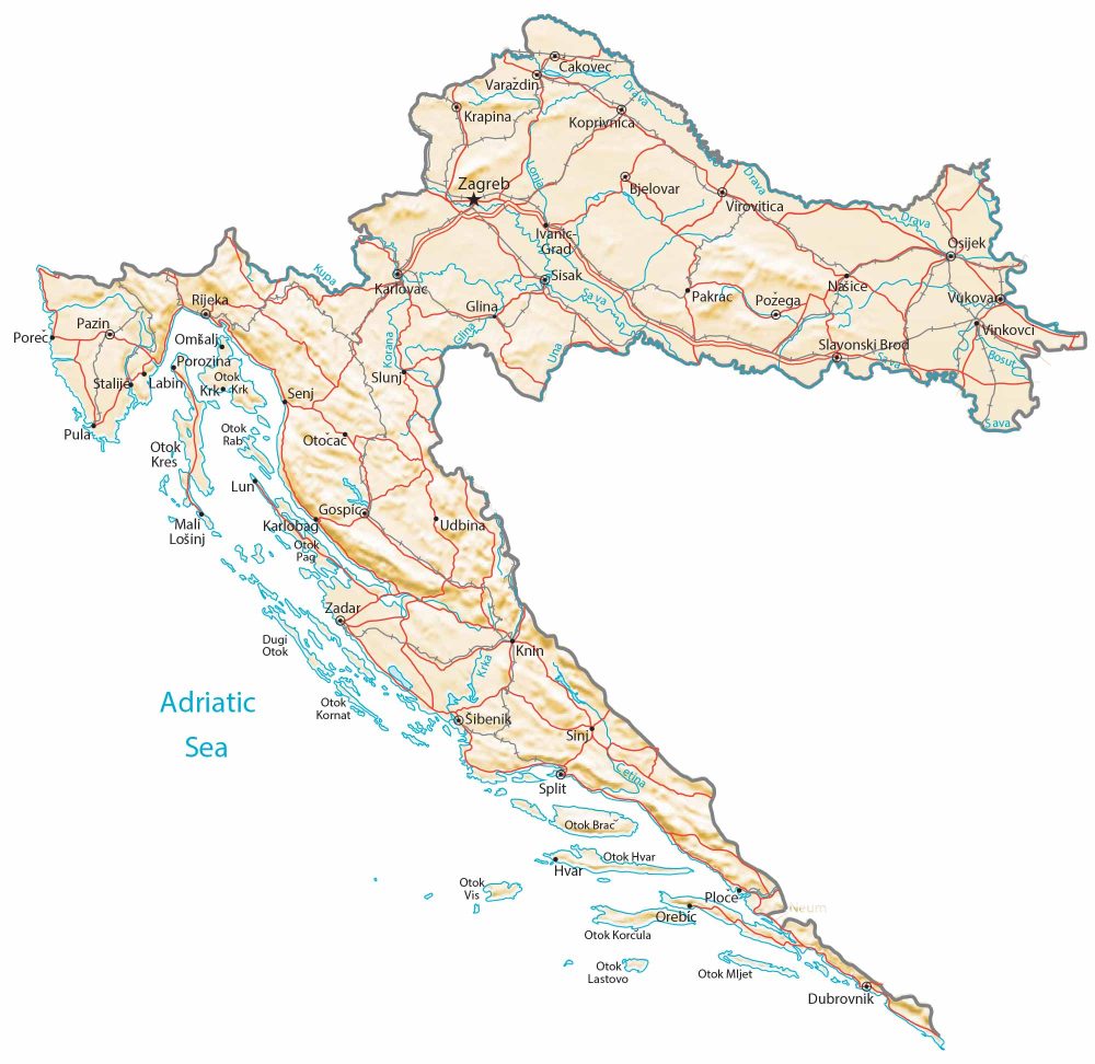 Croatia Road Map Glossy Poster Picture Photo Print Banner  Booma Prints