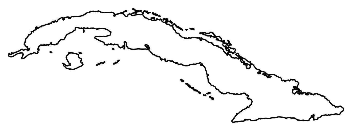 Cuba Blank Outline Map Glossy Poster Picture Photo Print Banner  Booma Prints