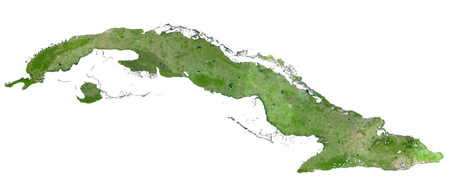 Cuba Satellite Map Glossy Poster Picture Photo Print Banner  Booma Prints