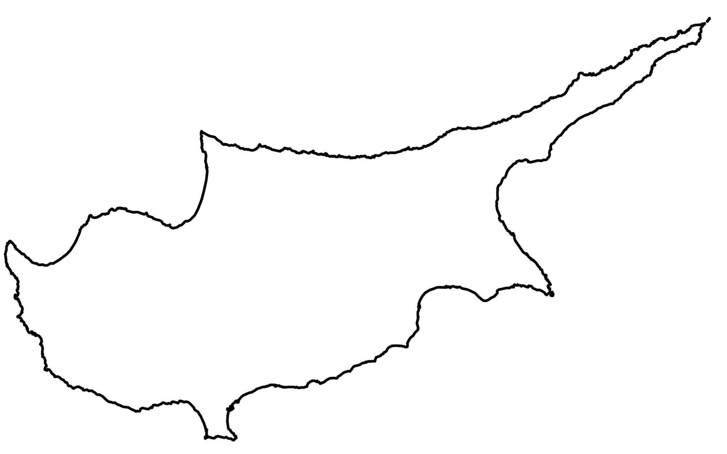 Cyprus Blank Outline Map Glossy Poster Picture Photo Print Banner  Booma Prints