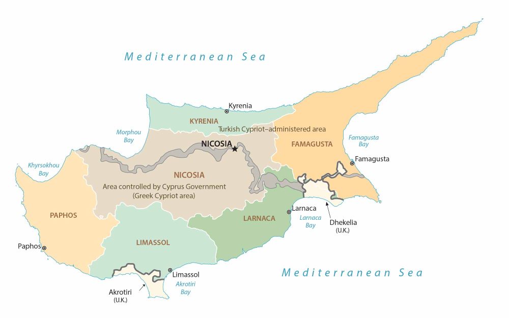 Cyprus Province Map Glossy Poster Picture Photo Print Banner  Booma Prints