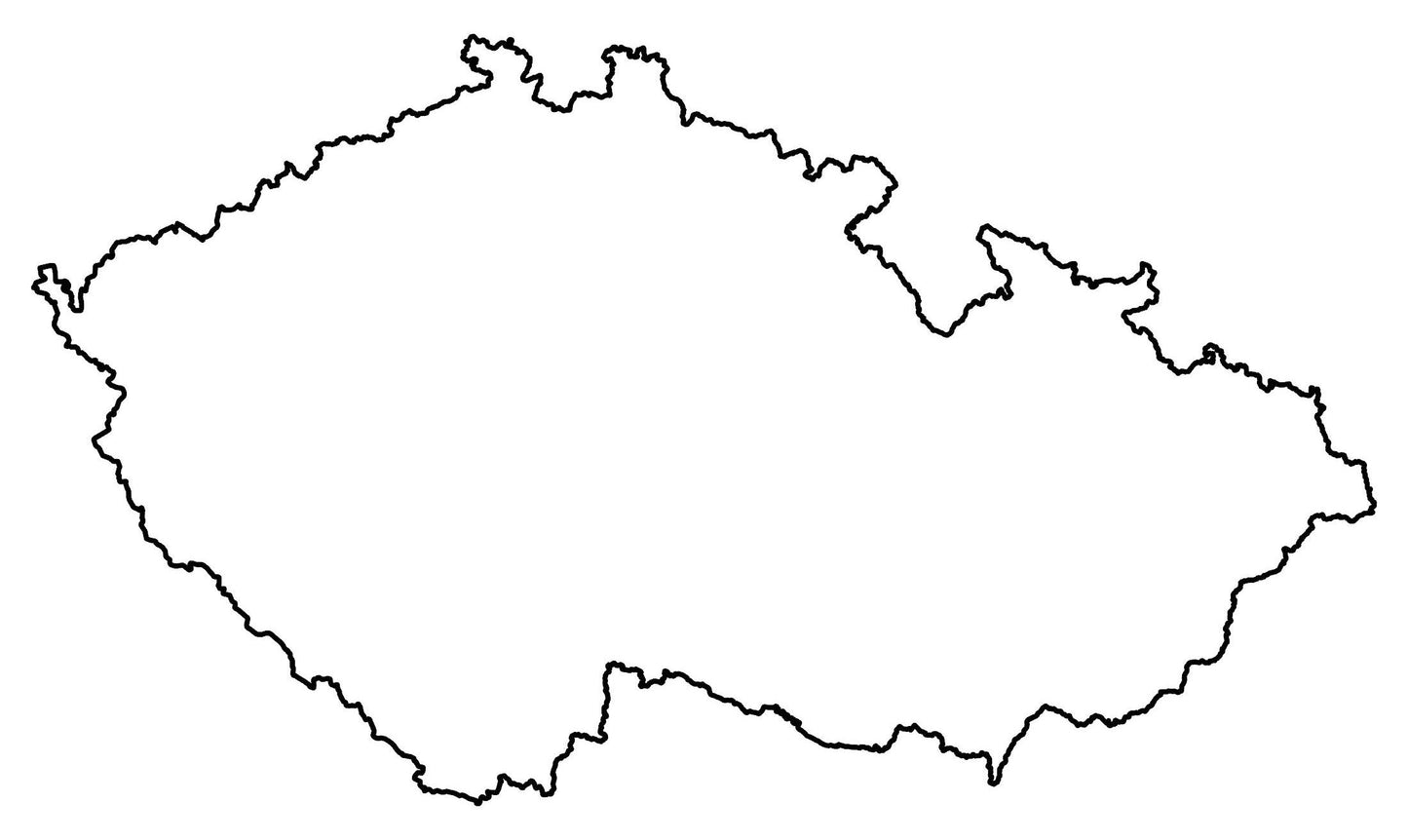 Czech Republic Blank Outline Map Glossy Poster Picture Photo Print Banner  Booma Prints