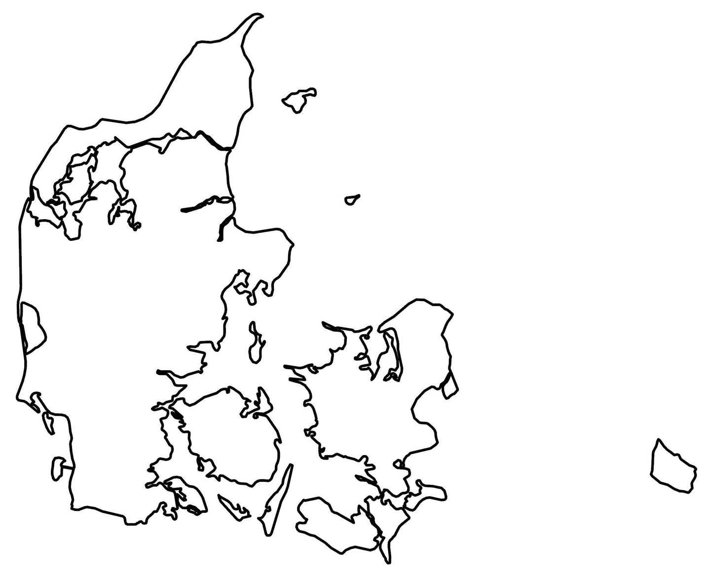 Denmark Blank Outline Map Glossy Poster Picture Photo Print Banner  Booma Prints