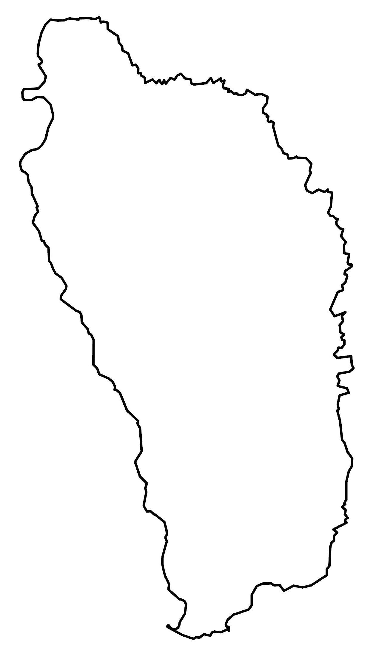 Dominica Blank Outline Map Glossy Poster Picture Photo Print Banner  Booma Prints