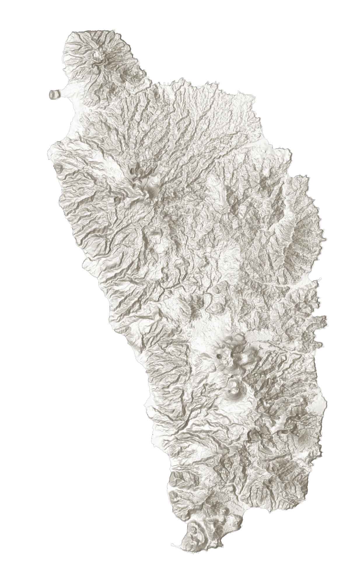 Dominica Elevation Map Glossy Poster Picture Photo Print Banner  Booma Prints