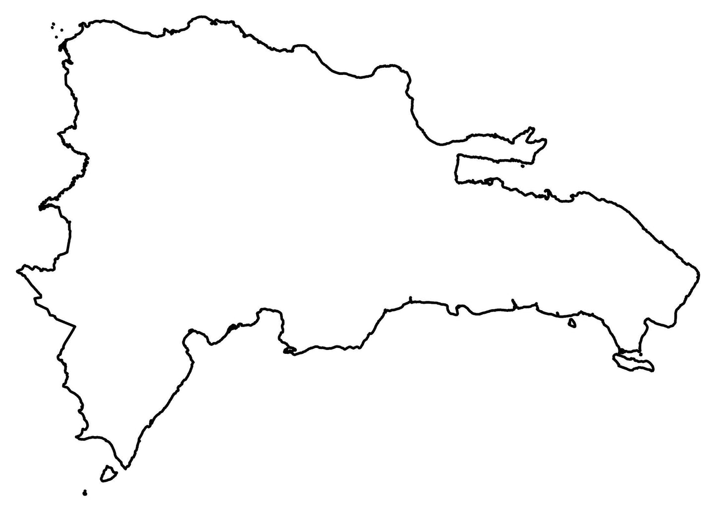 Dominican Republic Blank Outline Map Poster Picture Photo Print Banner  Booma Prints
