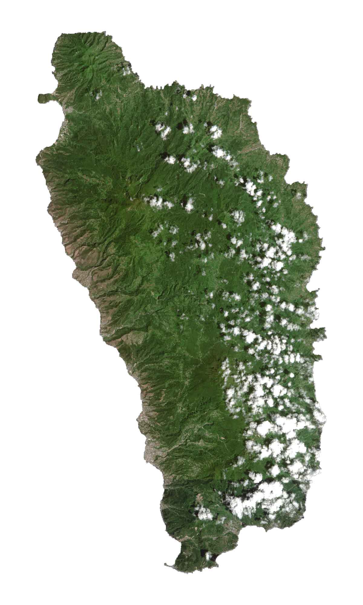 Dominica Satellite Map Glossy Poster Picture Photo Print Banner  Booma Prints